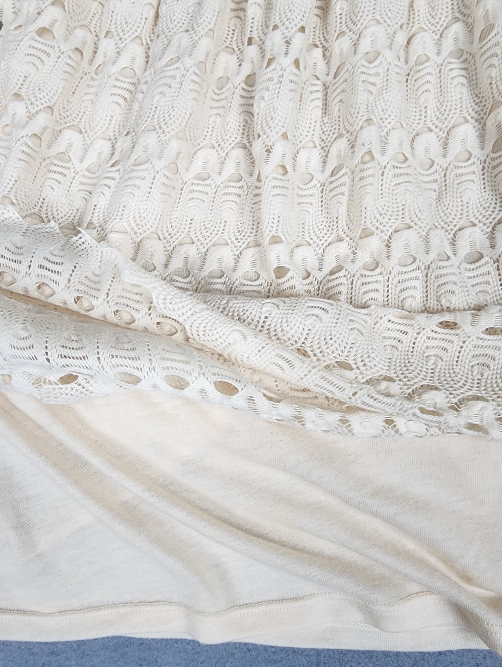 Max Studio Cream Crochet Off-Shoulder Mini Dress Lined Boho Fairy Small - Picture 4 of 8